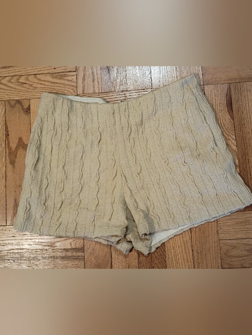 Ark & Co Cable-Knit High Waist Shorts — Beige/Cream Medium